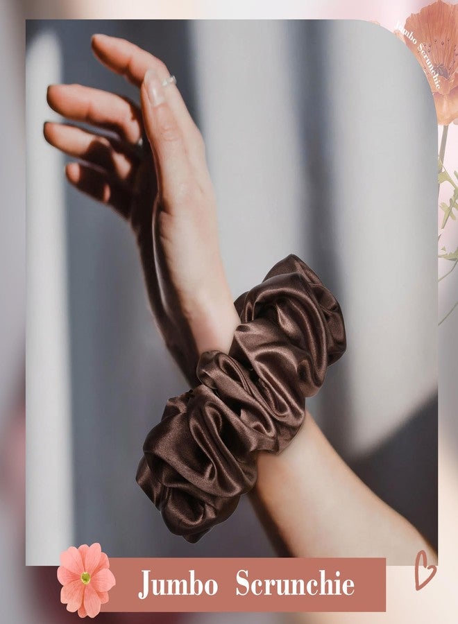 CEELGON Dark Brown Big Satin Scrunchie6.5 Inches Jumbo Scrunchies Silky Hair Ties Oversized Ponytail Holderfor Thick Curly Hair Extra Large Hair Accessories for Women (Espresso) - Image 3